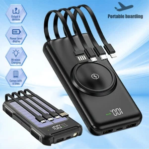 2025 Super 30000mAh 4USB Wireless Charger Solar Power Bank for All Cell Phone - Picture 1 of 39