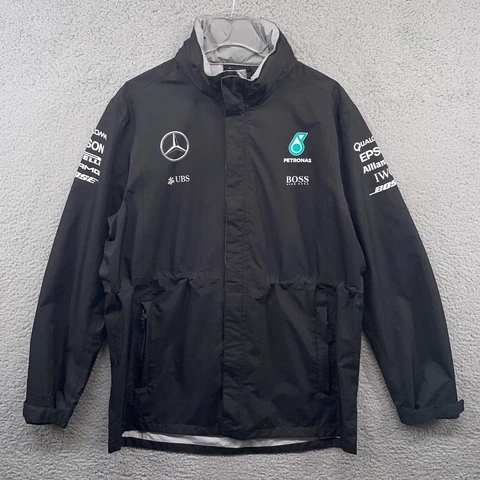 Hugo Boss Mercedes-Benz AMG Petronas F1 Racing Team Rain Jacket Mens Large Black Cover