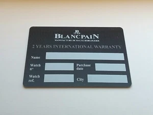 BLANCPAIN Watch Guarantee Warranty Card (Unwritten) with Dealer Stamp - Imagen 1 de 3