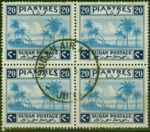 Sudan 1941 20p hellblau & blau SG95 fein gebraucht 4er Block - Bild 1 von 1