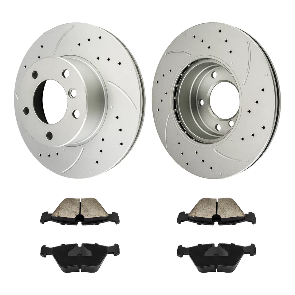 Rotores de disco perforados pastillas de freno de cerámica para 1997 1998 1997 98-2003 BMW 525i 528i Foto 1 de 4
