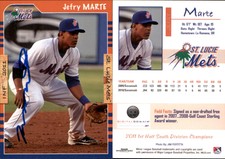 Jefry Marte Signed 2011 Grandstand St. Lucie Mets #NNO Card Auto AU