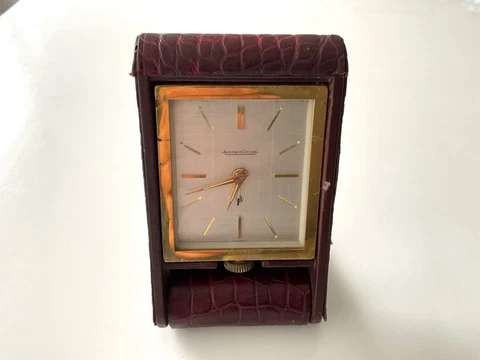 Vintage Jaeger LeCoultre 8 Day Swiss Leather Travel Alarm Clock Cover