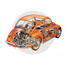 Cutaway Retro Cars Digital Posters Vintage JPG