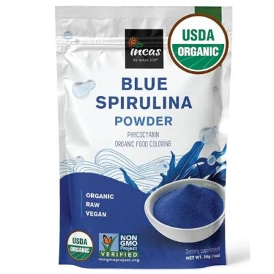 Polvo de espirulina azul orgánica del USDA (extracto de ficocianina), sin olor a pescado, 100 % V Foto 1 de 4