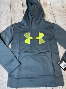Under Armour 4 5 6 7 Gray Hoodie Yellow Logo NEW - Picture 1 of 1