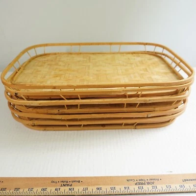 Woven Bamboo Serving Trays Set of 5, Rectangle Breakfast Food Display - Image 1 of 4