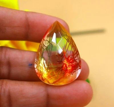 Fabulous Certified 80.00 Ct Multi-Color Rutilated Quartz Pear Cut Gemstone 24N - Image 1 of 4