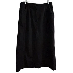 Talbots Women's Plus Size 16W Black A-Line Long Skirt with Pockets 100% wool - Picture 1 of 10