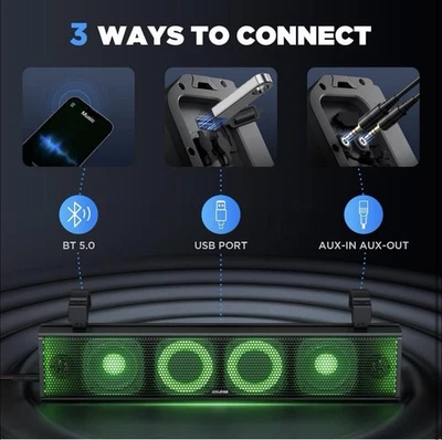 Ehaho 25 Inch UTV Sound Bar,Bluetooth with RGB Lighting, IP66 Waterproof UTV - Image 1 of 4
