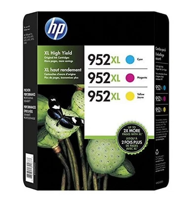 Cartucho de tinta de alto rendimiento original HP 952XL 3 paquetes cian/magenta/amarillo EXP 12-2026 Foto 1 de 3