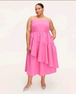 Damen Stufen Rüschen Midi Tank Kleid-Kate Spade New York x Target Pink Größe 4x - Bild 1 von 4