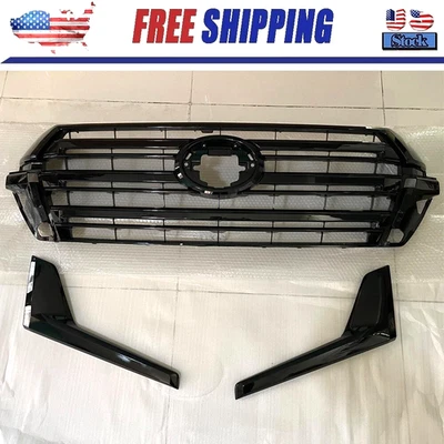 Parrilla central delantera negra brillante para Toyota Land Cruiser LC200 2016-2020 Foto 1 de 4