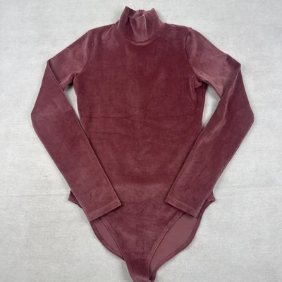 American Eagle Women’s Velvet Mock Neck Long Sleeve Bodysuit Pink Size Small - Image 1 of 3
