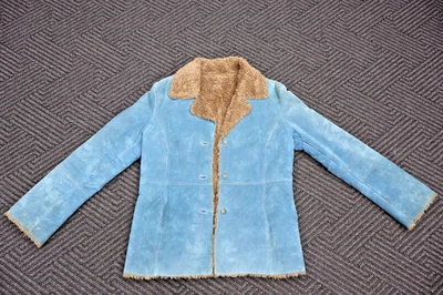 Abrigo Chaqueta XL Taupe Vintage GUESS Outerwear Sherpa Forrado Cuero Genuino Gamuza Foto 1 de 4