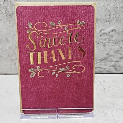 Tarjeta de agradecimiento American Greetings 5x7 sinceramente apreciada borgoña dorada floral Foto 1 de 4