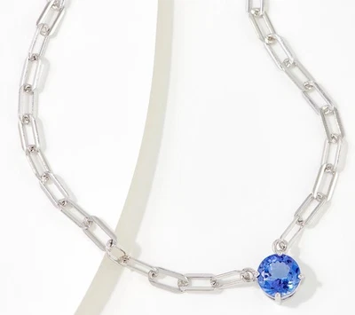 Collar con clip redondo de tanzanita Affinity Gems, plata de ley 18-20" Foto 1 de 4