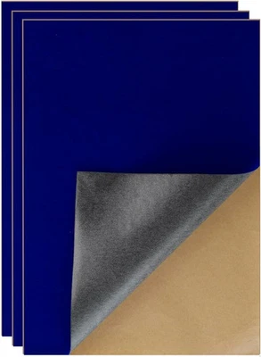 Hoja de fieltro autoadhesiva de 3 piezas con respaldo adhesivo, pelar y pegar tamaño A4, azul Foto 1 de 3