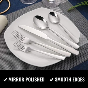 Hiware 24-Piece Silverware Set with Steak Knives, Stainless Steel Flatware Cutle - Picture 1 of 4