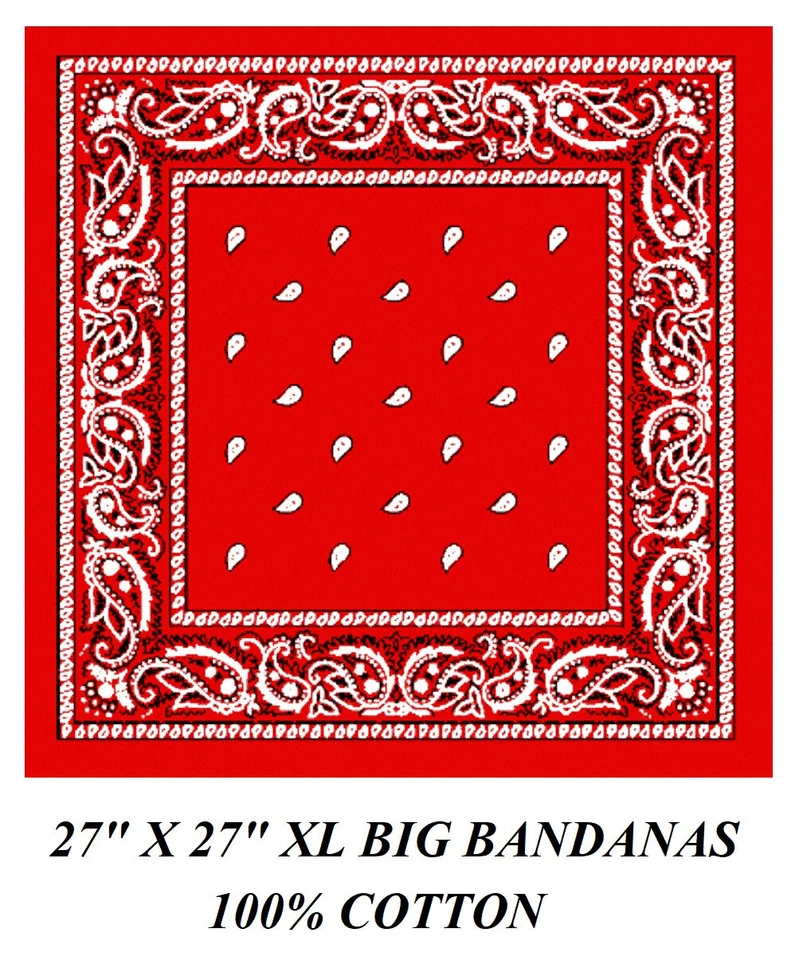 XL BIG OVERSIZE RED PAISLEY 27"x27" BANDANA JUMBO Head Neck Wrap Scarf Face Mask - Image 1 of 1