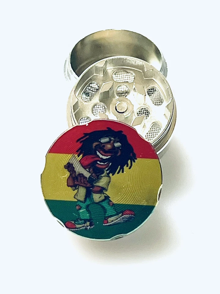 Mini Tabak Metall Grinder Crusher 3-tlg -  Motiv Rasta Mann  - Größe 3,0 X 2,5cm - Bild 1 von 1