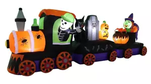 Tren inflable LED de Halloween de 11' con esqueleto, lápida y decoración de patio de brujas - Imagen 1 de 1