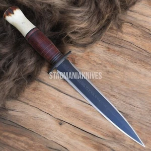 Premium Hand Forged J2 Steel Coated Hunting Dagger Stag Fixed Dagger Knife - Picture 1 of 1