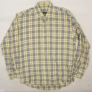 Burberry London Mens Dress Shirt M 15/34 Yellow Black White Plaid Cotton Button  - Picture 1 of 7