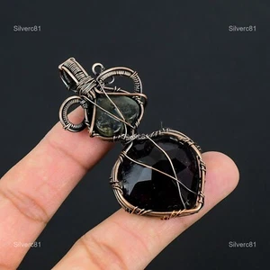Faceted Black Onyx Labradorite Ethnic Unique Wire Wrap Artisan Pendant Copper - Picture 1 of 8