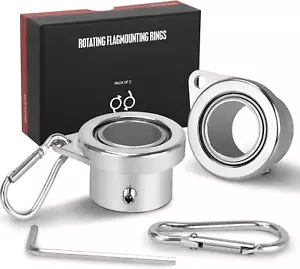 Aluminum Alloy Flagpole Ring Set with Bearings 2 Pack, anti Wrap 360°Rotating Fl - Picture 1 of 12