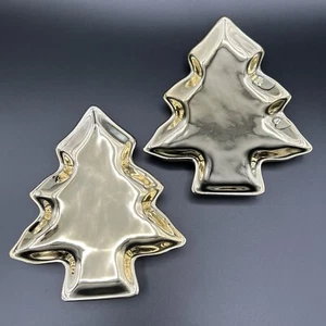 Studio Nova 80s Gold Shine Glitz Christmas Tree Candy Trinket Dishes - Set of 2 - Picture 1 of 9