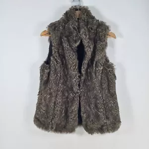 Target womens faux fur vest jacket size 12 brown sleeveless acrylic 050932 - Picture 1 of 9