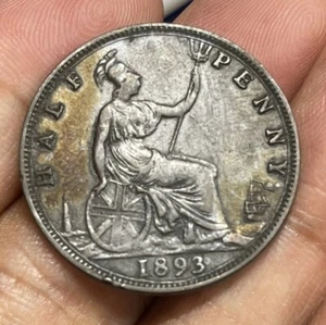 1893 Great Britain Half Penny Coin - Picture 1 of 4