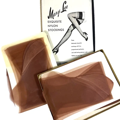 2 pares de medias ligueras de nailon Mary Lee aparentes 9 con caja vintage G Foto 1 de 4