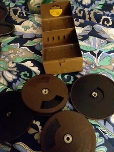 Vintage Super 8 Dual 8 Metall Aufbewahrung Akten Box Behälter + 4 Rollen Requisite - Bild 1 von 9