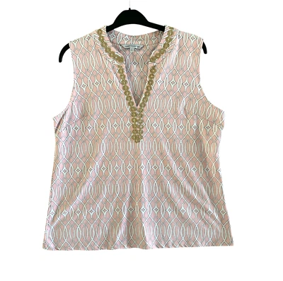 Camiseta sin mangas Sunsets & Sweet Tea XLarge oro rosa geométrico ropa de resort de crucero Foto 1 de 4