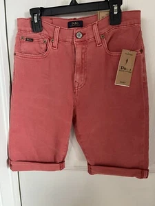 New Polo RL Boys  Sullivan Slim Stretch Denim Shorts In Red Color  (Size 16). - Picture 1 of 6