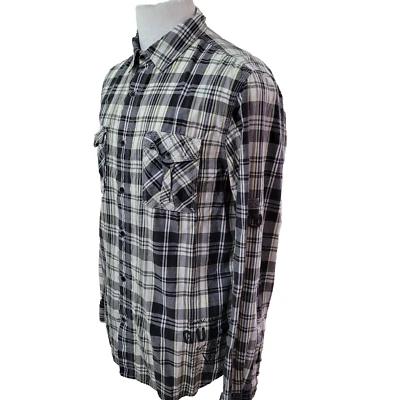 Guess Men's Size M Check Cotton Tucked Long Sleeve Casual Shirt - Image 1 of 4