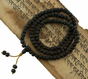 Mala tibetain - Collier Bouddhiste en Graines de Rudraksha antique Ø 9 mm # 3894 - Picture 1 of 3