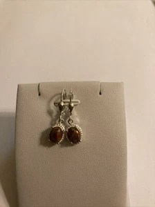 Orange Fire Opal Dangle Hoop Earrings - Picture 1 of 4