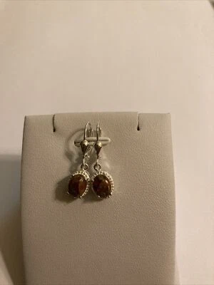 Orange Fire Opal Dangle Hoop Earrings - Image 1 of 4