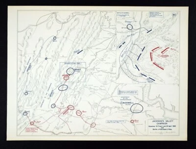 Mapa de la Guerra Civil de West Point Batalla de McDowell Jackson Shenandoah Valley Campaña Foto 1 de 3