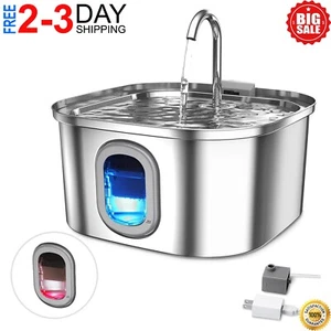 Stainless Steel Cat Water Fountain 3.2L Pet Drinking Fountain Dispenser for Cats - Picture 1 of 8