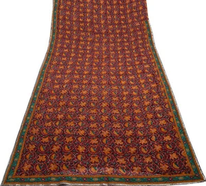 Sushila Vintage Red Saree 100 % reine Georgette Seide bedruckt Blumenmuster Handwerk Stoff - Bild 1 von 9