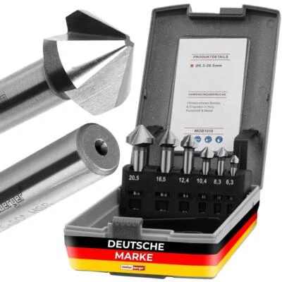 Woltersberger® 6 teiliges TiN beschichtete Kegelsenker Set 90° in Box Senkbohrer