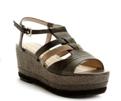 TAHARI JANE NEW $105  8 B GENUINE LEATHER PLATFORM WEDGE HEEL SANDALS - Image 1 of 4