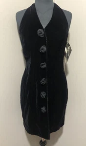 VINTAGE RAMPAGE VELVET BLACK DRESS NWT 90S LITTLE BLACK DRESS SIZE 9 - Picture 1 of 8