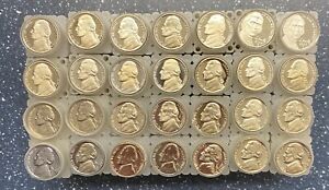 28 DIFFERENT **PROOF** JEFFERSON NICKEL ROLLS IN TUBES - L@@K AT PICTURES!!!    