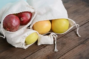 10"x12" Cotton Double Drawstring Muslin Bags (Natural Color) - Picture 1 of 6