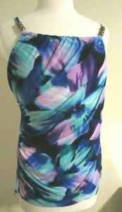 MAGICSUIT Multicolor Sarong Wrap Ruched Sides Underwire Tankini Top Size 14 - Picture 1 of 12